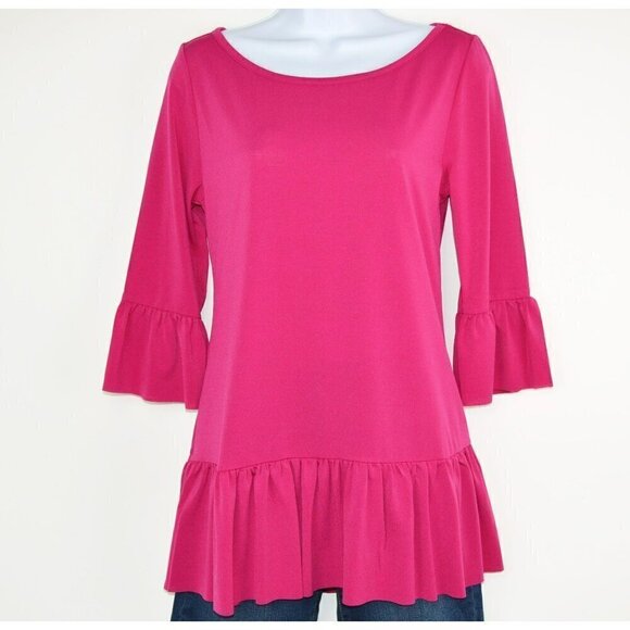 NWT Belldini Women's Ruffle Hem and Sleeves Tunic Top - Picture 1 of 5